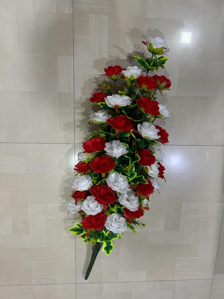 Maroon & Cream Color Artificial Flower Bunch Set of 2
